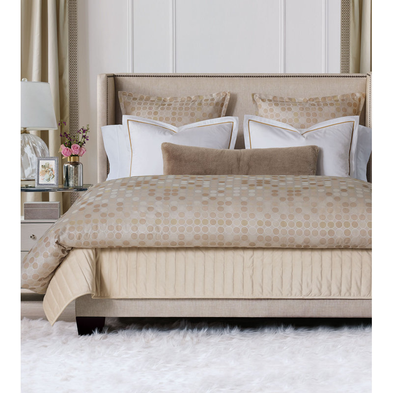 Ensemble de housse de couette en satin de coton à pois Adrienne 2 pièces, Housse de couette grand + 2 taies décoratives