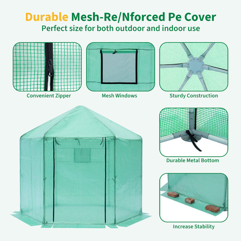 Walk-In Greenhouse Hexagonal Upgrade Reinforced Frame