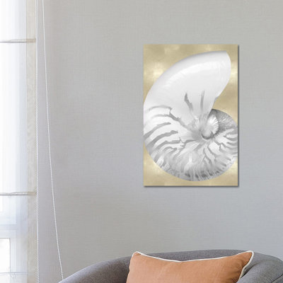 Silver Pearl Shell On Gold III by Caroline Kelly - Wrapped Canvas Gallery-Wrapped Canvas Giclée