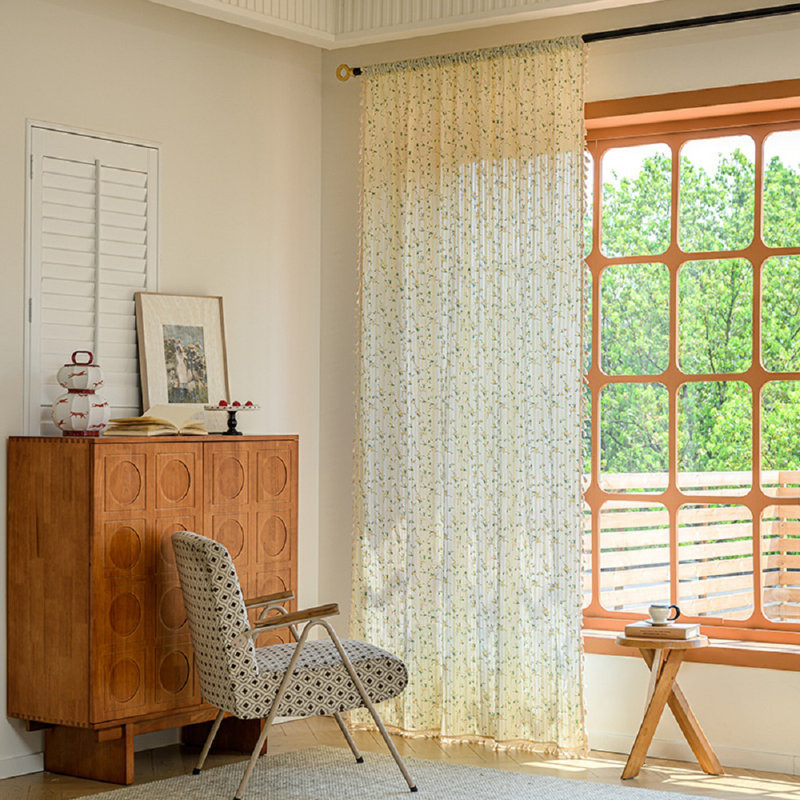 Green Spring Floral Curtains 2panels For Living Room, French Country Vintage Light Filtering Patterned Aesthetic Drapes For Bedroom Rod Pocket Decor Window Treatment Curtains