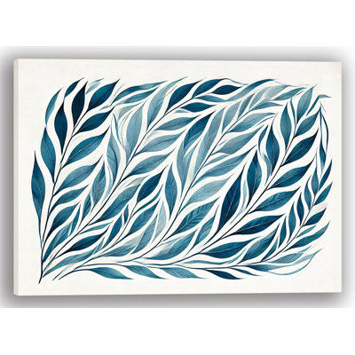 «Blue Wave Leaves», reproduction d'art sur toile botanique