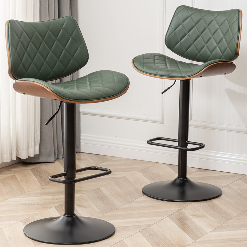 Height Adjustable Swivel Bar Stool, Green