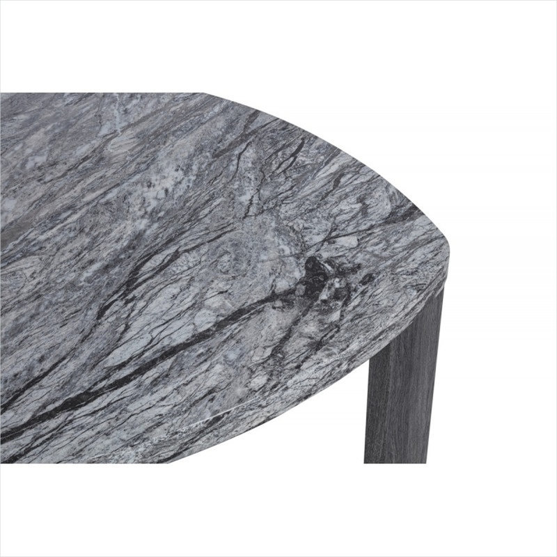 Ensemble de 2 tables basses gigognes en faux marbre gris pour salon moderne, forme triangulaire