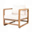 Chaise longue d'extérieur, fauteuil club en bois d'acacia, siège surdimensionné avec ensemble de coussins blancs