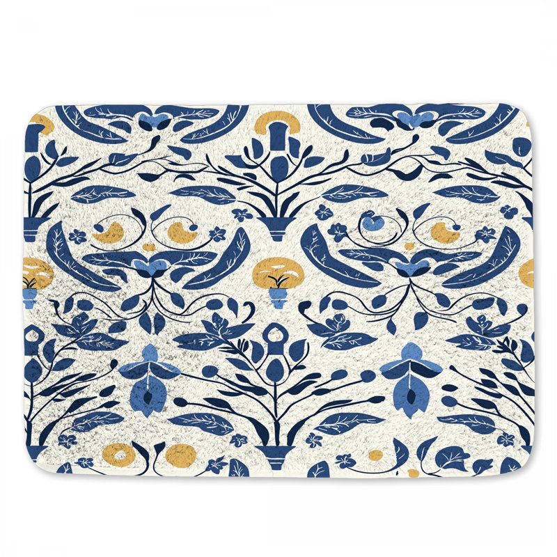 Motif de tapis de bain floral, L 24 po x l 17 po