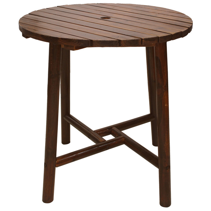 Ardoin Round Pine Outdoor Bar Table