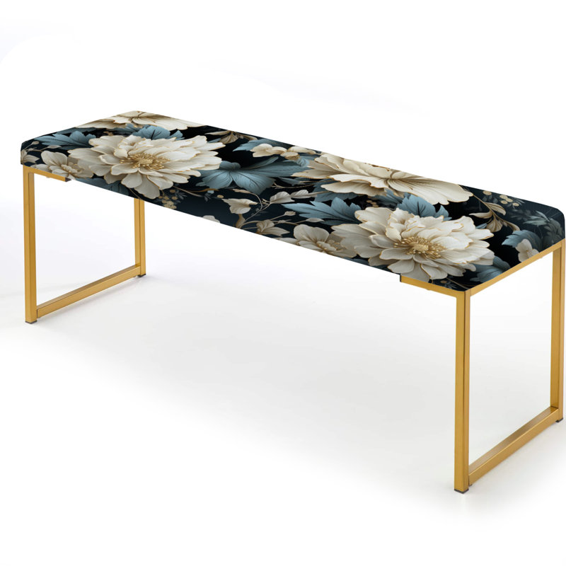 Toler - Floral Upholstered Gold Bench, Urban Victorian Splendor Victorian IX