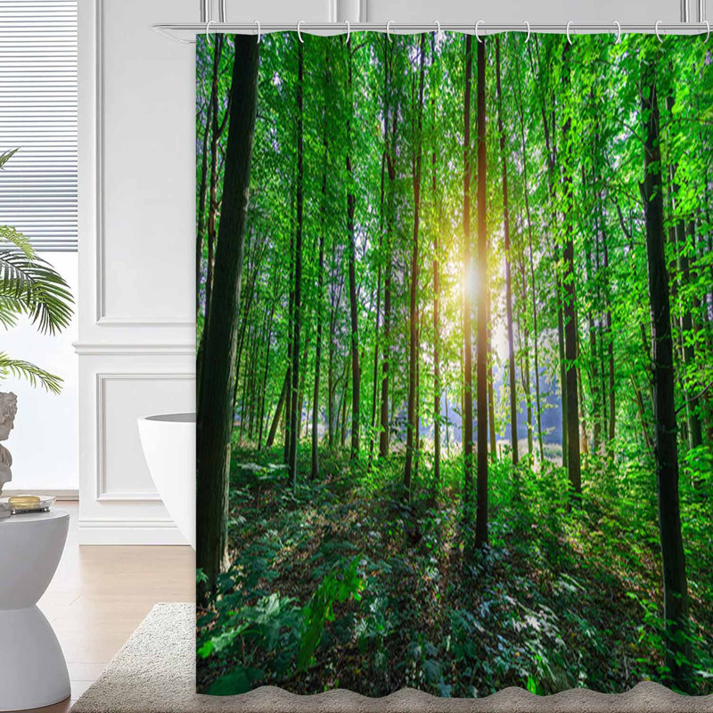 Rideau de douche avec 12 crochets Beautiful Forest Day, L 72 po x l 84 po