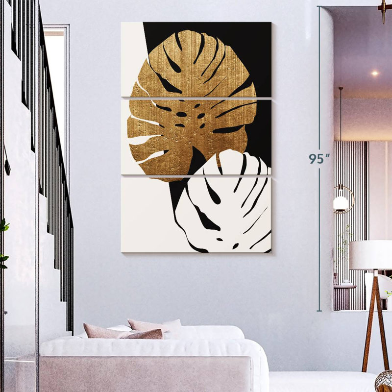 Harnek Monstera Leafs doré, H 74 po x l 48 po
