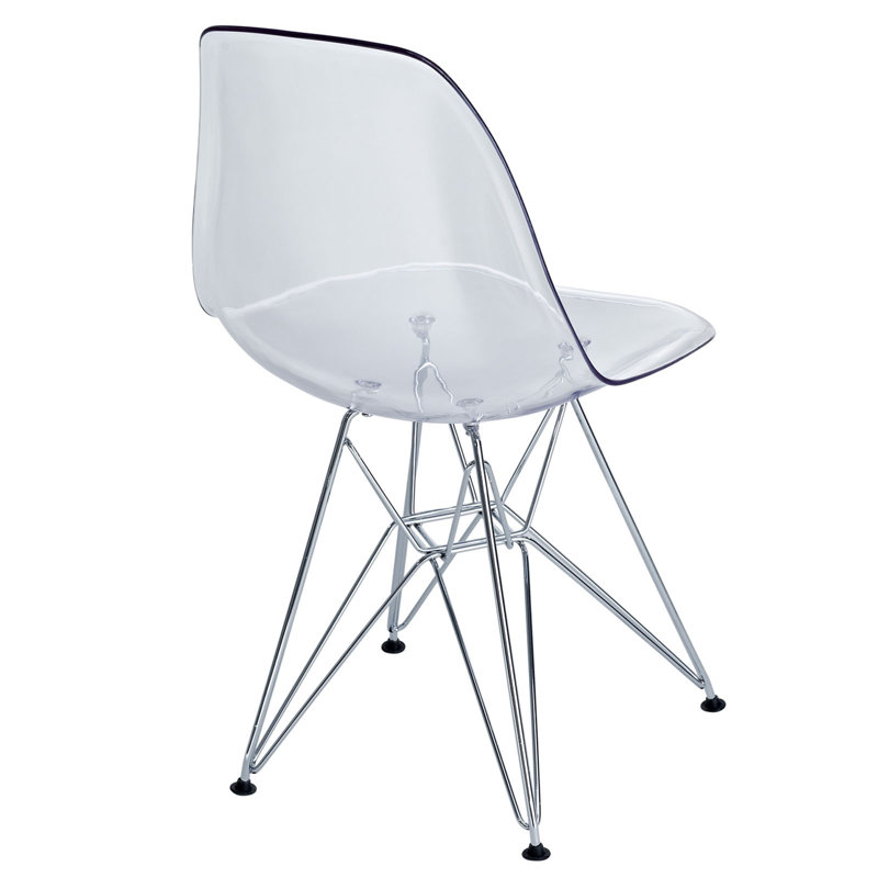 Clear Parisian Molded Plastic 19"x32" Side Chair