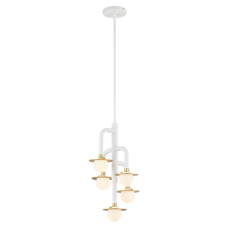 George Kovacs Jasha 5 Light Chandelier In Matte White W/Honey Gold Finish