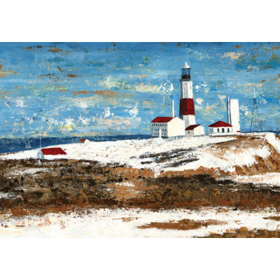 Red and White Lighthouse 1 Piece Wrapped Canvas Painting