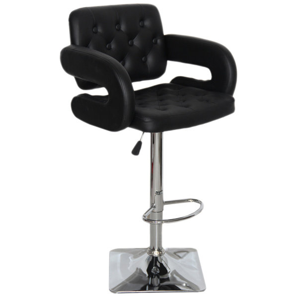 Swivel Upholstered Adjustable Height Counter Stool, Black