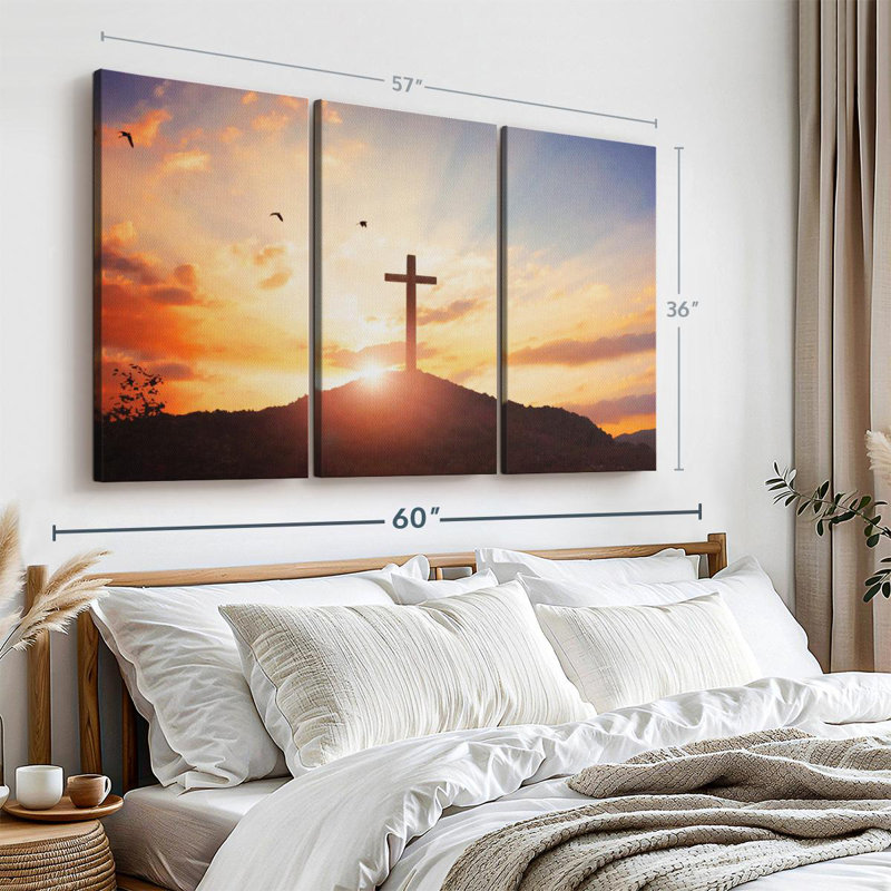 Coucher de soleil croisé, reproduction sur toile, H 36 po x l 57 po x P 1,25 po