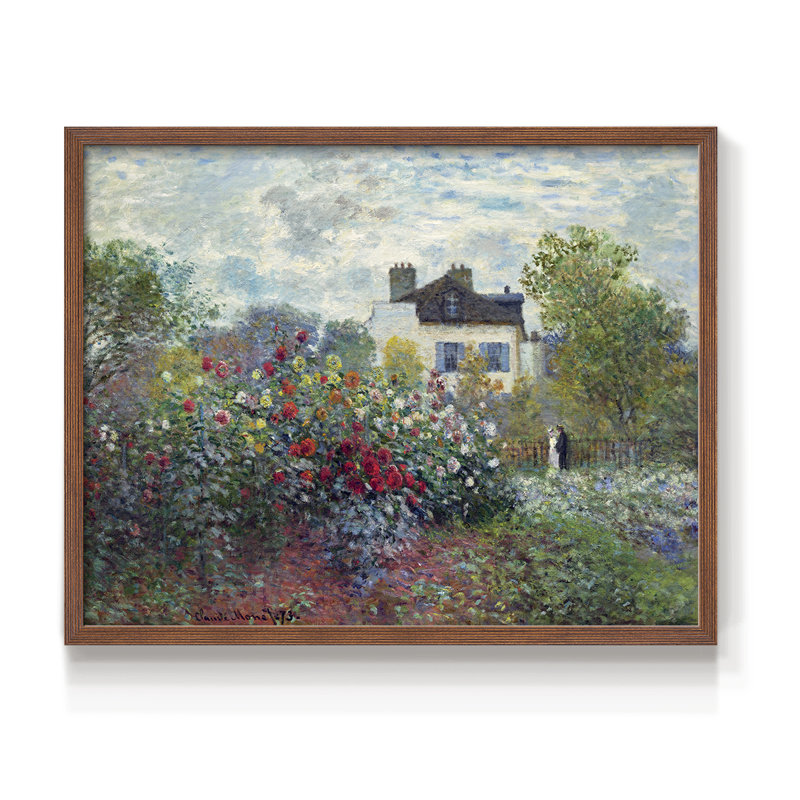 Le jardin de l'artiste à Argenteuil - reproduction encadrée - réaménageable, H 16 po x l 20 po, Noyer