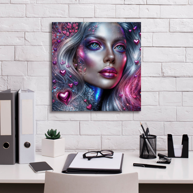  «Love Face» par Rey Klimt, art mural sur toile, 18 po x 18 po, H 18 po x l 18 po