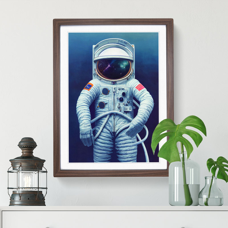 Unreal Astronaut - Single Picture Frame Print, 64cm H x 46cm W x 2cm D, Walnut 