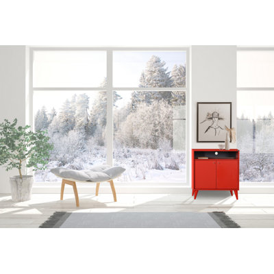 Armoire polyvalente moderne, rouge - 28,7 po x 31,1 po x 16,5 po | 100% panneau de particules enduit de mélamine, épaisseur: 0,6 pouce | Solution de rangement élégante pour la maison et le bureau, design durable et élégant