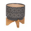 Pot à fleurs en céramique avec support en bois St. Charles - Pot décoratif moderne pour plantes d'intérieur-1267760326-1267760321