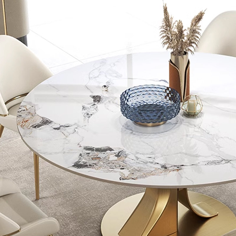 Light luxury modern simple round rock table, 29.53"H x 47.25"L x 47.25"W
