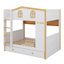 Lit superposé de style maisonnette avec tiroirs, lit superposé en bois avec supports de rangement intégrés et échelle pour jouer-827917234