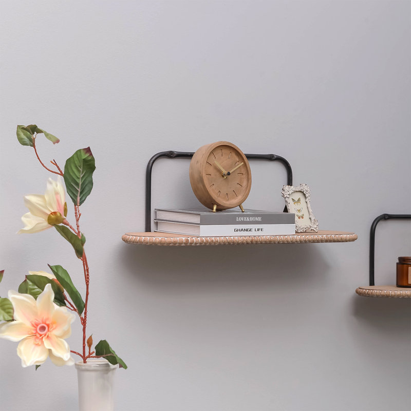 Arroya Mariah Oval Metal Accent Shelf with Live Edge, 6.69" H x 20.47" W x 6.3" D