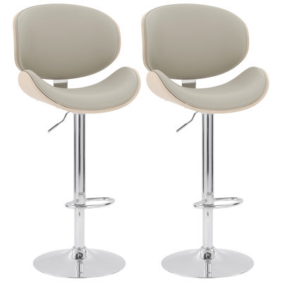 Jaquela Swivel Bar Stool of 1/2, Counter Height Bar Stools with Back and Footrest, Adjustable Counter Stools 24" to 33", Faux Leather Modern Stools for Kitchen Island
