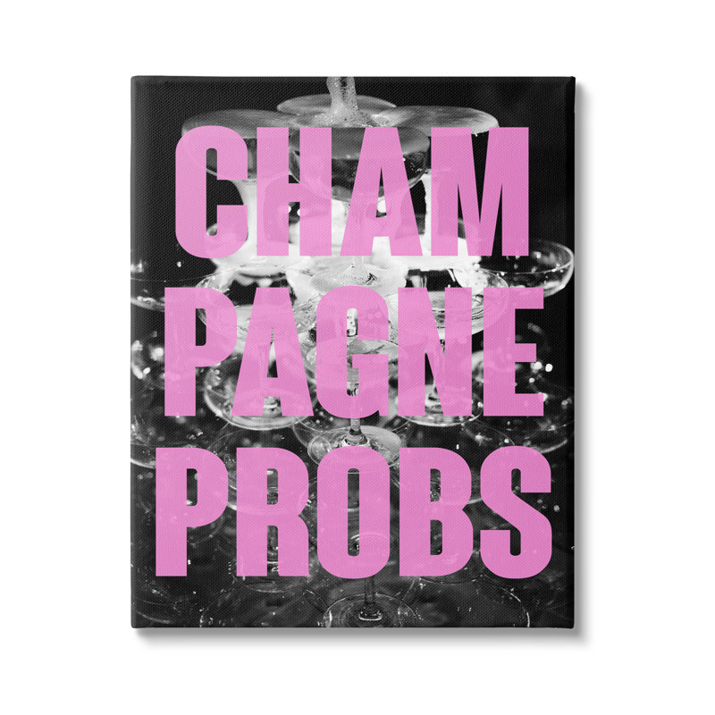 "Champagne Probs", art mural sur toile par House of Lulu, H 20 po x l 16 po x P 1,5 po