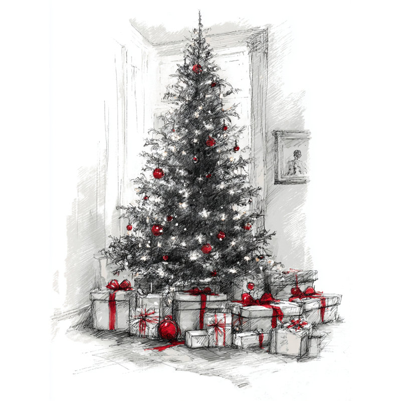 «Holiday Sparkle Christmas Tree», art mural sur toile tendue, H 36 po x l 24 po
