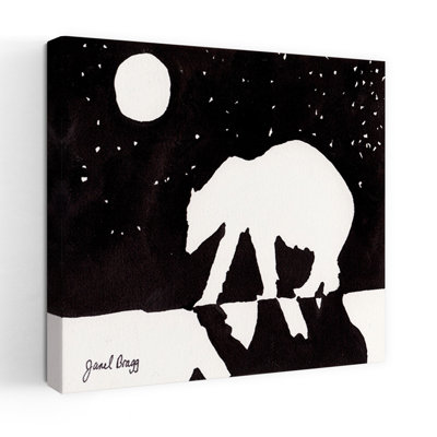 Polar Bear At Night On Arctic Ocean Abstract Contemporary Landscape Nature Wall Art Print