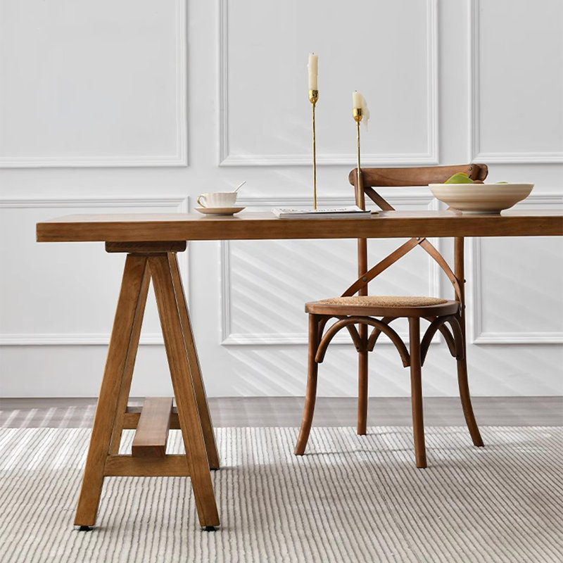 Grande table de salle à manger rectangulaire simple en bois massif, H 29,53 po x L 82,68 po x l 35,43 po