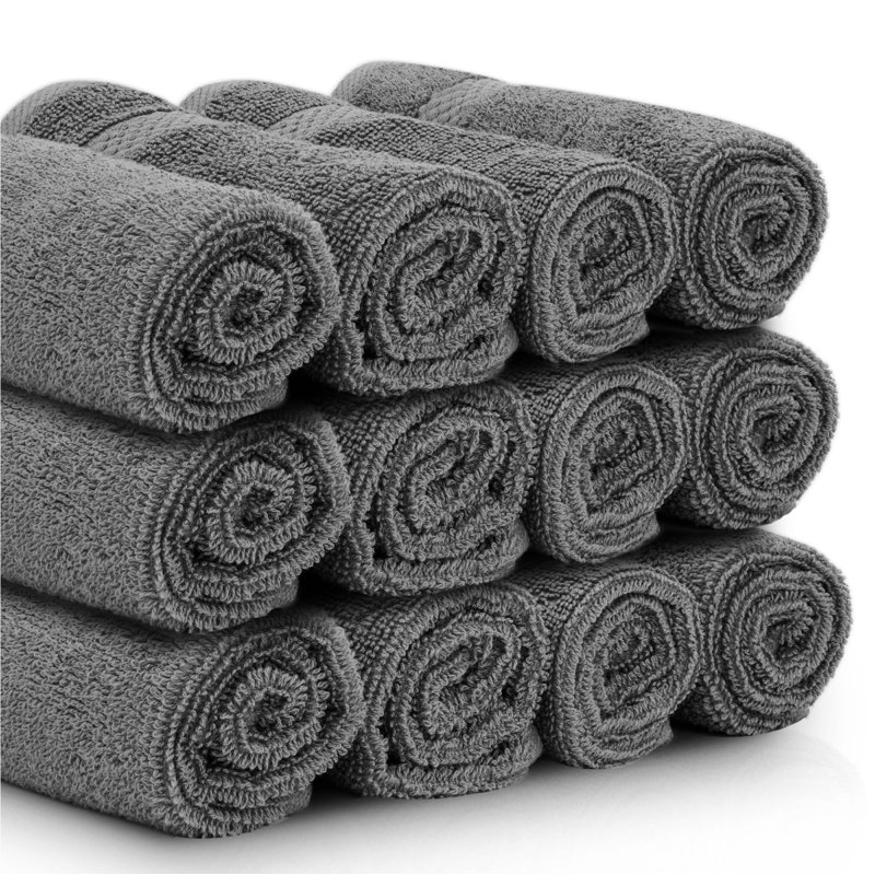 Essuie-mains 100% coton Aldene, Gris / blanc