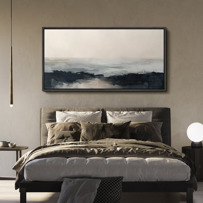 «Minimal Landscape Dynamic Blue Abstract Contemporary», reproduction d'art sur toile, H 30 po x l 60 po