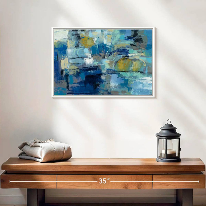 Ultramarine Waves III, 19 po x 13 po, Cadre flottant blanc