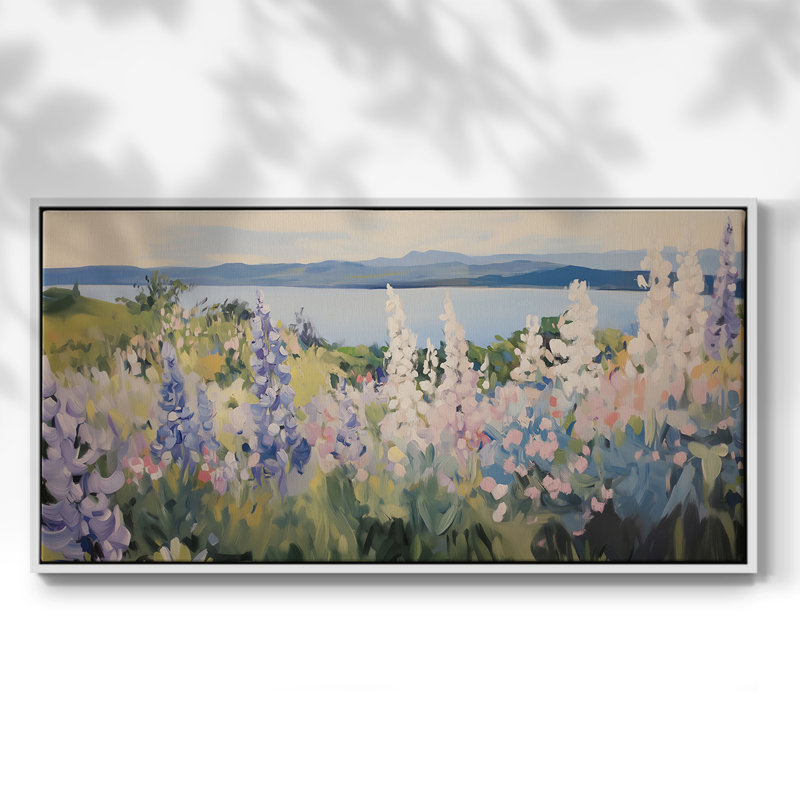 Botanical Series-CXVI- Toile tendue avec châssis tendue, prête à être accrochée, H 17 po x l 33 po, Blanc