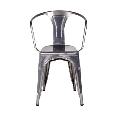 Chaise avec accoudoirs empilable avec dossier en lattes de métal Miramontes