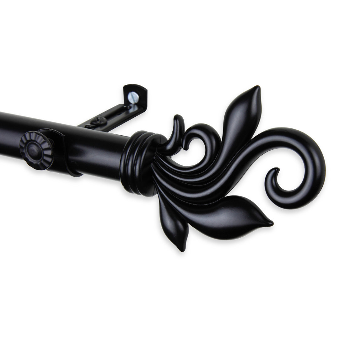 Radnor Steel Adjustable Single Curtain Rod Fleur De Lis Living 