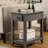 Grey Rectangular Table With Open Shelf Beneath Bottom For Storage Leg On Lower