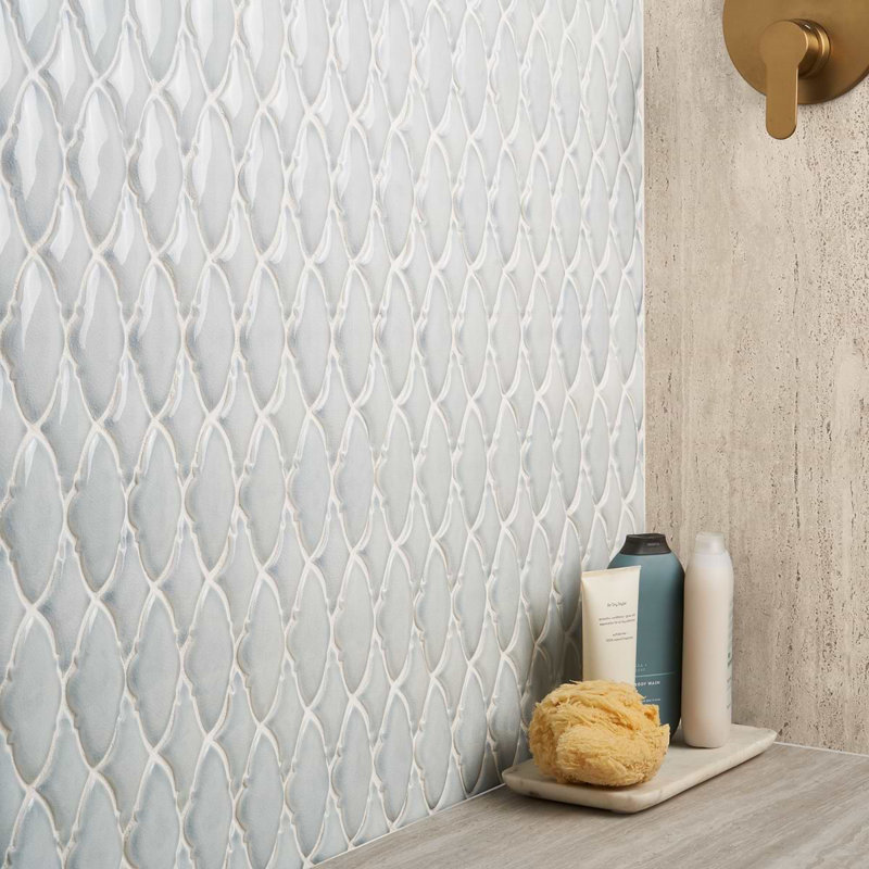 Nabi Valor Arctic Blue 2X4 Crackled Glossy Glass Mosaic Tile