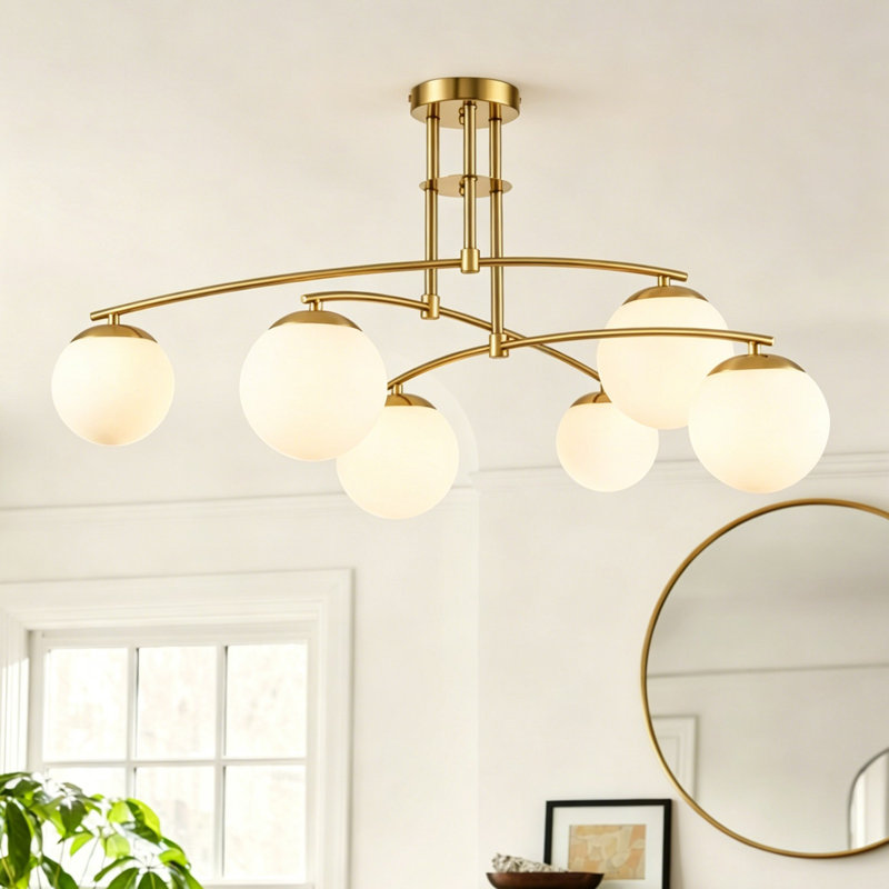 6- Light Glass Bubble Semi Flush Mount