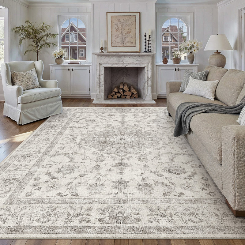 Vicky Oriental Washable Area Rug With Non-Slip Backing,  Rectangle 8' x 10'