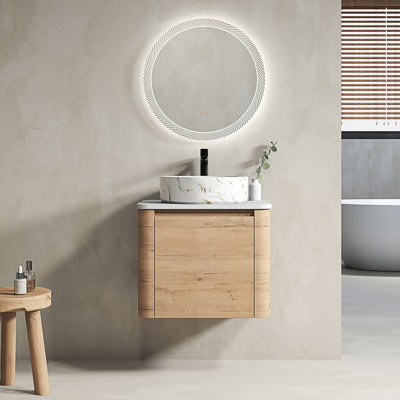 Meuble-lavabo mural avec lavabo d'art en céramique