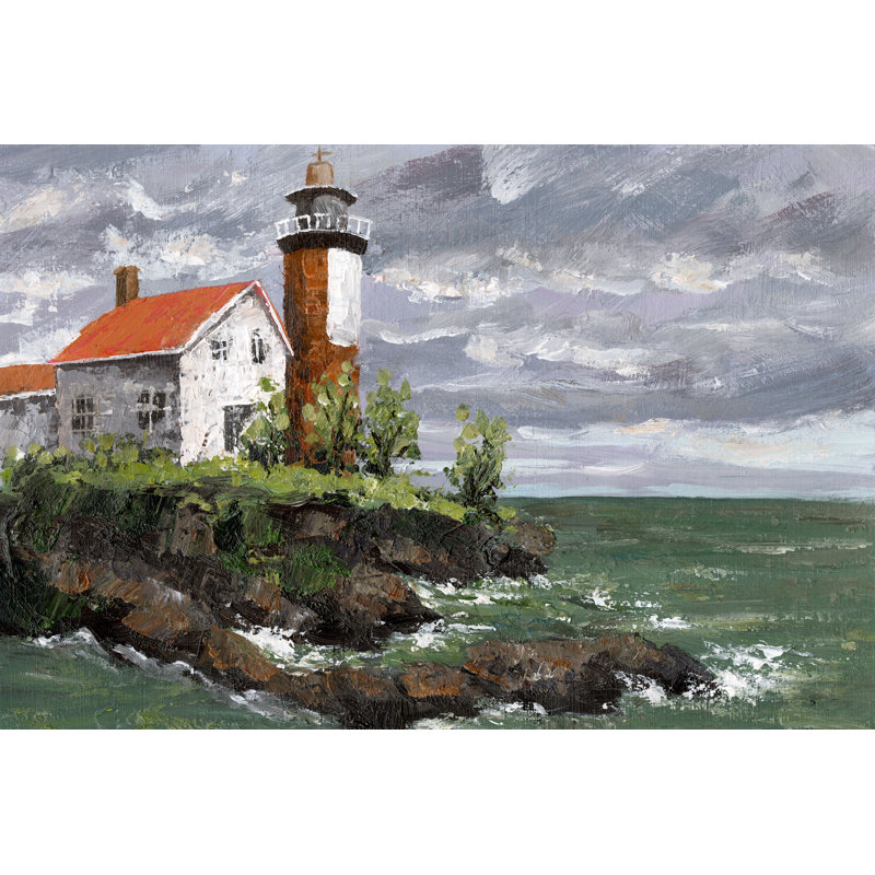 Lighthouse Landscape - Wrapped Canvas Painting, 30cm H x 46cm W x 3.8cm D