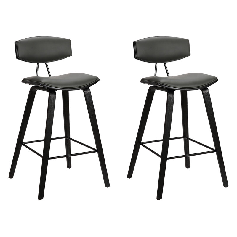 Tabouret de bar Fox , Tabouret de comptoir (siège d'une hauteur de 25,5, 2, Gris / Noir