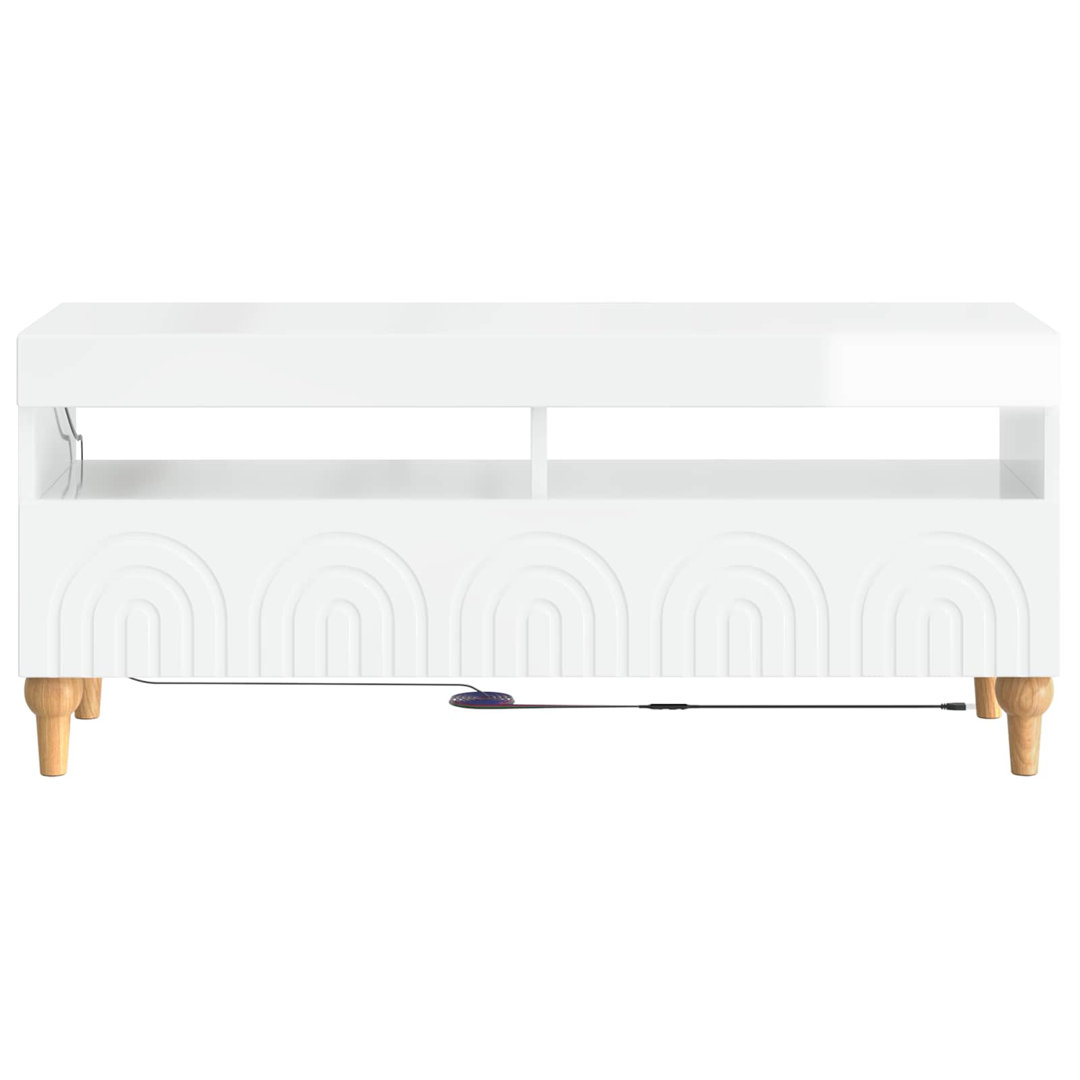 LED TV Cabinet with LED Strip Lights ALKMAAR Engineered Wood Furniture