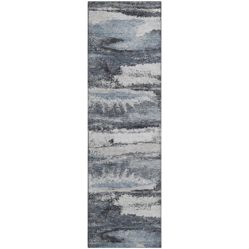 Premium Machine Washable Prisco Gray Rug, Runner 2'3" x 7'6"