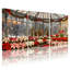 Ensemble de 3 tableaux sur toile tendue représentant des poinsettias de Noël pour serre ou jardin.-121089044