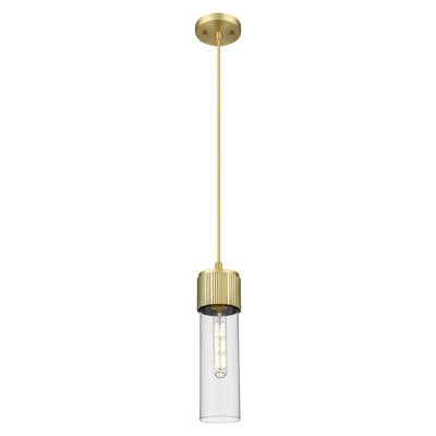 Downtown Urban - Bolivar - Luminaire suspendu 1 lumière de 5 po avec abat-jour 7 po - Finition nickel poli - Abat-jour granuleux