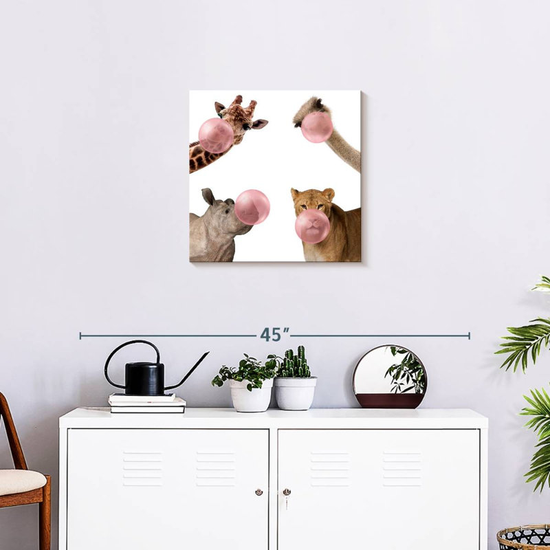 " Wildlife Bubble Gum ", 20" H x 20" W x 1.25" D