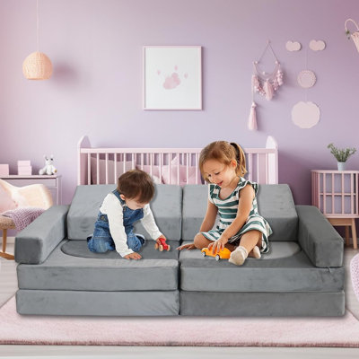 10pcs Modular Kids Play Sofa Couch – Multifunctional Foam Cushions For Playrooms, Convertible Floor Furniture For Boys And Girls by Isabelle & Max